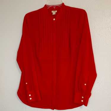 J. Crew M Red Tux Style Lightweight Button Down - image 1