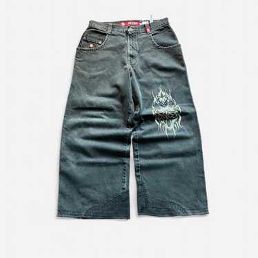 JNCO JEANS ブラック デニムジャケット M-8104 Vintage 90's JNCO Jeans Black Denim Trucker Jacket Size XL