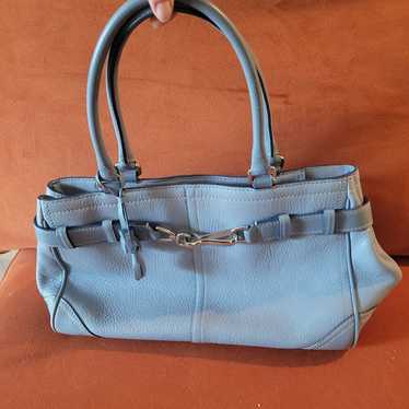 バッグ Vintage Coach Shoulder Bag Light Blue Vintage Coach Side Bag, Monogram Logo Print, Light Blue