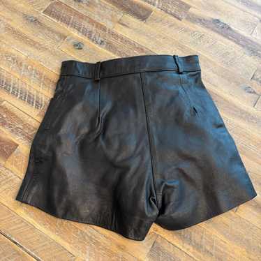 パンツ 90s Vintage LEATHER SHORTS BLACK XS/S - Leather Shorts With Rose/ Vintage Leather Shorts