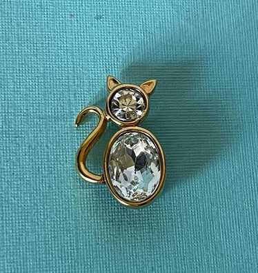 Vintage rhinestone cat brooch - Gem