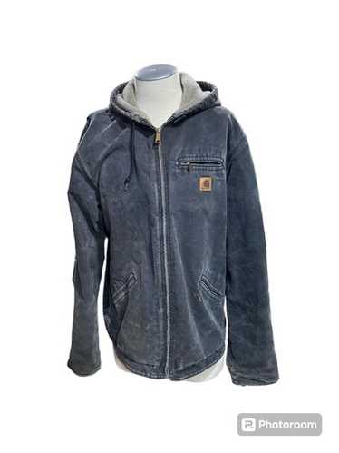 ジャケット・アウター Carhartt J141 BLK Distressed Carhartt J141 Black Sherpa Lined Hooded Jacket