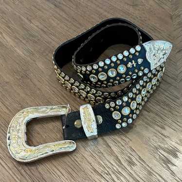 GOD kippys　キッピーズ　レディース　レザーベルト　スワロフスキー Kippy's Cowgirl Belt Size 32 Waist Black With Swarovski