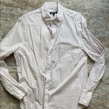Express Men's White/Red Patterned Button Down Shi… - image 1