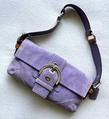 バッグ Coach suede soho purple Hand Bag Coach Soho Purple Suede Leather Trim Flap Closure Satchel