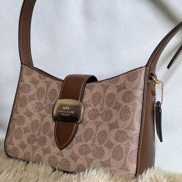 バッグ coach one shoulder brown signature 8K01 COACH Signature Soho One-Shoulder Bag Brown Canvas Leather