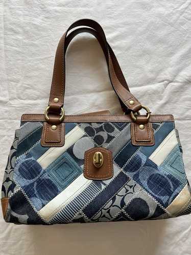 バッグ Coach Hampton Denim Patchwork Satchel Coach hampton denim patchwork - Gem