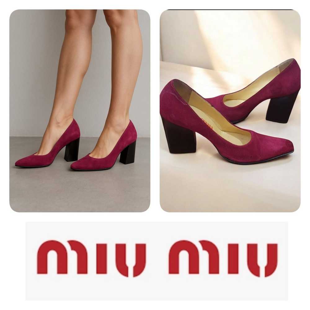 Miu Miu MIU MIU vintage suede wood block heels - … - image 1