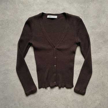 Miu Miu Miu Miu FW 2000 ribbed wool brown cardigan - image 1