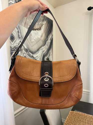 バッグ Old Coach Brown Leather Shoulder Bag Old Coach Shoulder Bag Leather Brown Vintage Ladies Made in