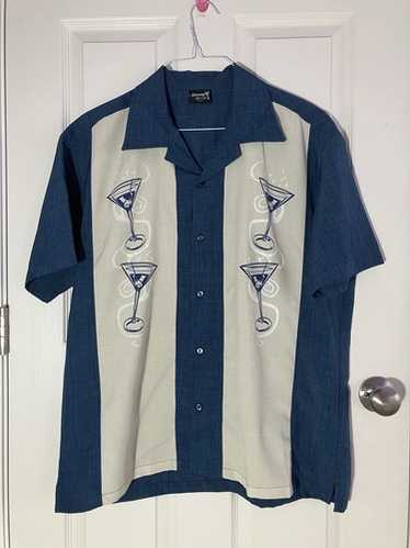 ウェア・シャツ Steady Last Call Bowling Shirt Mens XL Steady Last Call Men's M Flames Guitar & Martini Glass