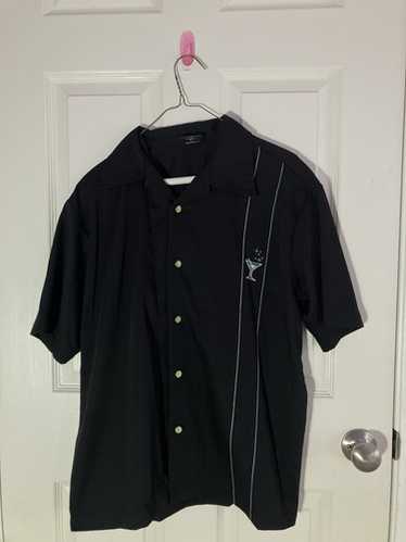 ウェア・シャツ Steady Last Call Bowling Shirt Mens XL VTG Steady Last Call Shirt Mens XL Short Sleeve Black Pinup