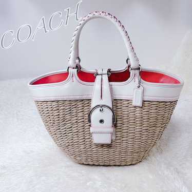 COACH LG STRAW TOTE かごバッグ Coach Large Straw Beach Tote Bag | Neiman Marcus