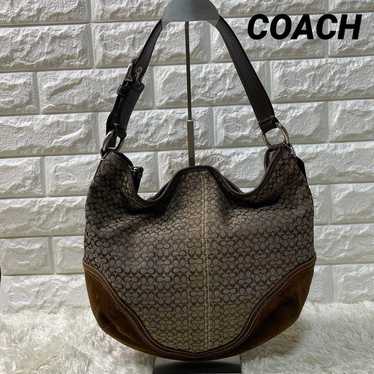 バッグ Coach Signature Hobo Shoulder Bag Suede Coach signature suede hobo - Gem