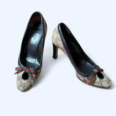 靴 Vintage Gucci Monogram Heels 36 1/2 Gucci Monogram Mules 36