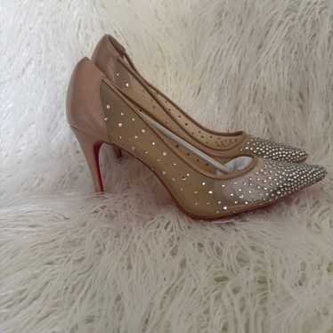 靴 Christian Louboutin Follies Strass 37 Follies Strass - 100 mm Pumps - Mesh, suede calf and strass
