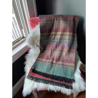 Multicolor Patterned Wool Scarf With Fringe - image 1