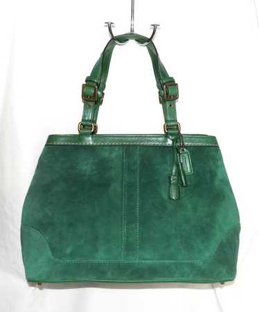 バッグ Coach Signature Suede Shoulder Bag Green Coach Suede Shoulder Bag, Green