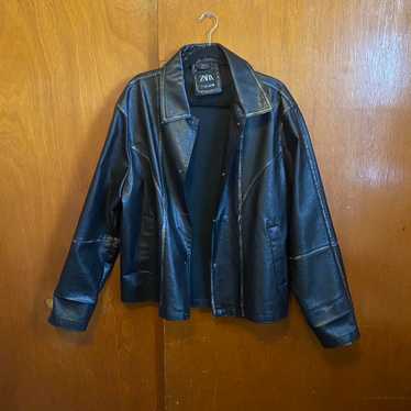 ジャケット・アウター 00's fake leather shirts jacket ZARA FAUX LEATHER BOMBER JACKET - Black | ZARA United States