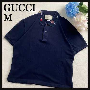GUCCI ネイビー ポロシャツ Mサイズ 中古・古着通販】GUCCI (グッチ) ポロシャツ ネイビー サイズ:M