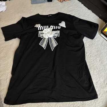 【Jiro】MIU MIU frill design Tshirts Steel/white/blue Set Of 3 Jersey T-shirts | Miu Miu