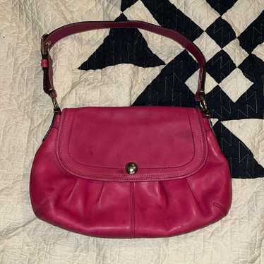バッグ Coach Pink Soho Pleated Hobo Shoulder Coach Soho Hot Pink Pleated Leather Large Shoulder Bag Purse