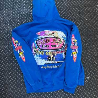 トップス 90s RON JON Full Zip Hoodie Ron Jon Surf Shop Mens Full Zip Sweatshirt Small Dark Navy