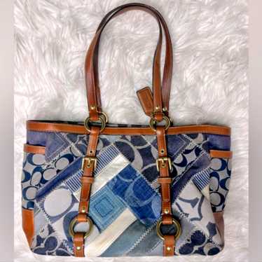 バッグ COACH Denim Patchwork Tote Bag Signature Coach Patchwork Denim Tote Bag | Blue | FARFETCH CA