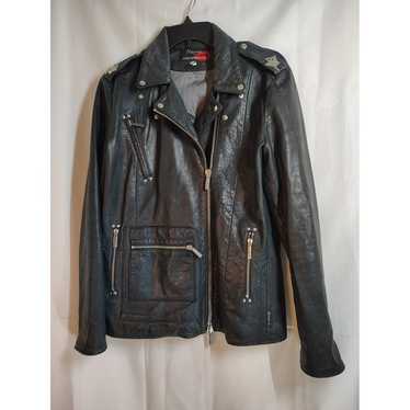 ジャケット・アウター 90s armani jeans leather flight jacket ARMANI JEANS Leather Flight Bomber Jacket Blouson Men Size