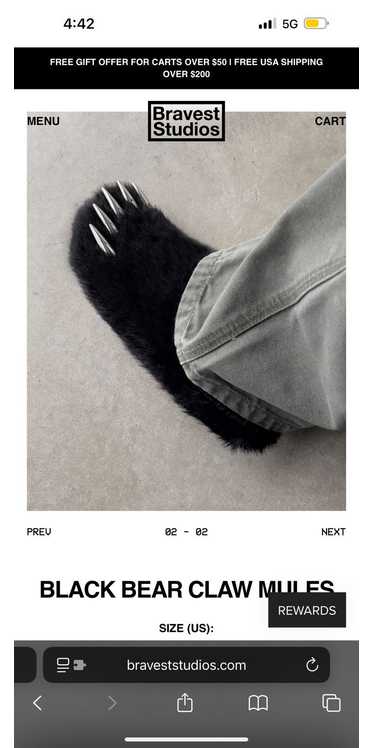 新品‼︎ BRAVEST STUDIOS BLACK BEAR CLAW MULE Bravest Studios Bear Claw Mules – Lucky's Exotic Bodega