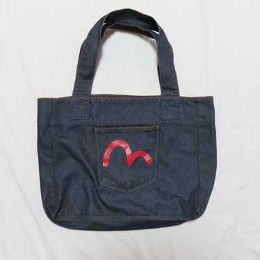 EVISU デニムトートバッグ　ボストン　ハンドバッグ　小文字evisuタブ PALACE EVISU ロゴプリント デニムトートバッグ