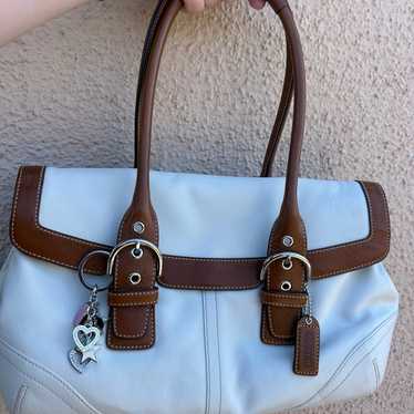 バッグ Vintage Coach Leather Hampton Soho Bag Coach Hampton Canvas Pink Leather Buckle Soho Shoulder Bag