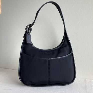 バッグ Vintage Coach Ergo Satchel Bag Rare COACH Vintage Blue Neoprene Black Leather Ergo Satchel