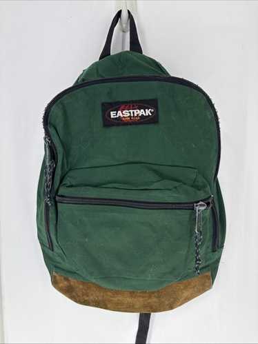 【USA製】Eastpak Backpack Suede Bottom Eastpak Green Backpack Suede Leather Bottom Vintage Retro