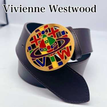 小物 Vivienne Westwood Comical Logo Belt Vivienne Westwood Belt With Emblem Red Gray Cowhide Genuine