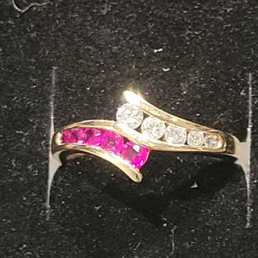 Ruby And Diamond Bypass Ring - image 1