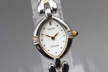 Seiko Exceline 1F20‑6B60 シルバー ゴールド Seiko Exceline Diamond 1F20-6B60 Vintage Women's Watch in