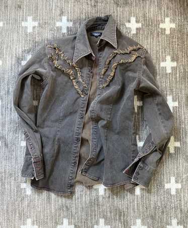 トップス 00s tornado mart coated shirt denim FOR SALE* 00s Tornado Mart 'Scythe' Embroidered Flare Cut