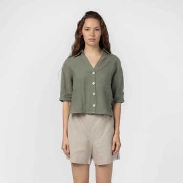 ~ Mod Ref Dawn Linen Button Down Shirt In Tan Sma… - image 1