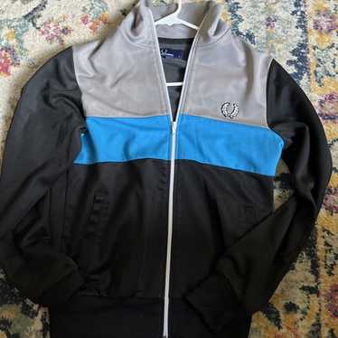 70▢FRED PERRY TRACK JACKET UT1217-17 Taped Track Jacket - Carbon Blue | Men's Track Jackets