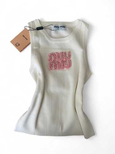 miu miu ストーン装飾 ピンク タンクトップ Miu miu cream tank - Gem