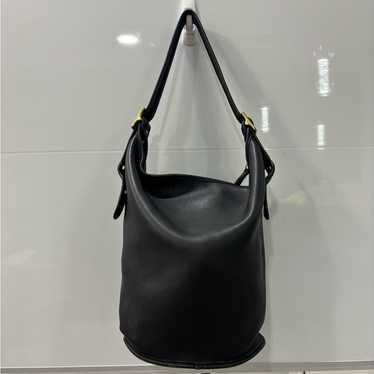 vintage coach old Duffle Bag バケツ 黒 Vintage Black Leather Glue-in NYC Duffle Sac, Coach Black