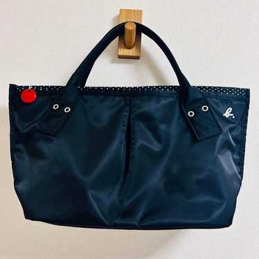 Agnes B voyage Black nylon leather trimmed tote Bag - Gem