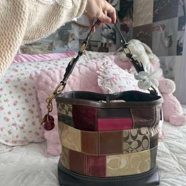 バッグ 00s patchwork boston bag Y2K hand bag Y2K Coach Pink Patchwork Tote Shoulder Bag 🩷 ♡ Fair