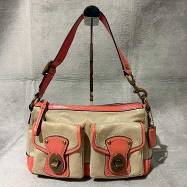 バッグ Coach Legacy Signature Turn Lock Pouch Coach signature legacy turnlock - Gem