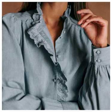 Sézane CHLO shirt Chambrey Bleu フリルシャツ Sezane chlo shirt in - Gem