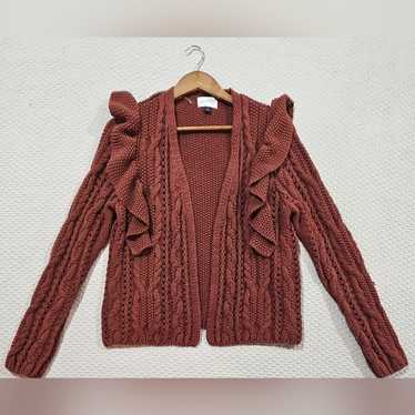 Universal Thread Rust Color Open Ruffle Front Kni… - image 1