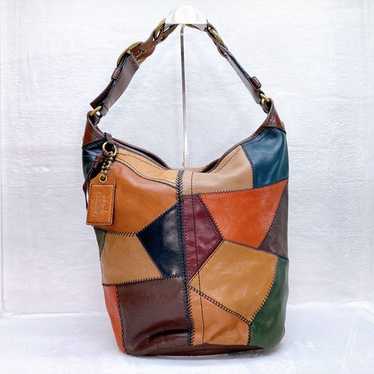 バッグ Coach Patchwork Bleecker XL Limited Bag Coach Ltd Ed Bleecker Multicolor Purple Patchwork Leather