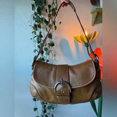 COACH コーチ BROWN leather SOHO 3653 ソーホー Coach 3653 Vintage Soho White/brown Leather Shoulder Bag Two