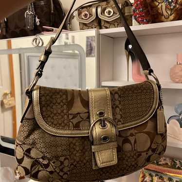 バッグ Coach Soho Signature Patchwork Hand Bag coach-beige-patchwork-soho-